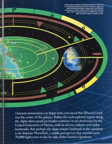 Continuation of the Cardassian tactical map, showing Earth and surrounding orbital rings against the stars.