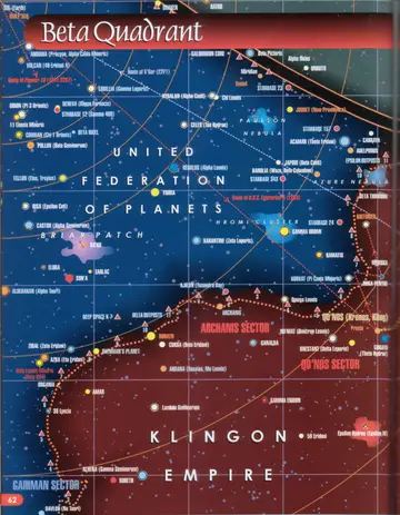 Map of the Klingon Empire (2151-52): the border region of the Romulan Star Empire, Klingon Empire, and United Federation of Planets, with the Paulson and Azure Nebulae, the Hromi Cluster, and worlds including Khitomer, Praxis, Qo'noS, and Rura Penthe.