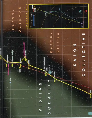 Route of U.S.S. Voyager, 2371 (continued): through Vidiian Sodality and Kazon-Oglamar, Kazon-Relora, and Kazon Collective space (Numiri, Banea, Sikaris, Ilidaria, Avery, Briori), with the First Contact with Vidiians, a Type-4 Quantum Singularity, the Komar Nebula, Element 247 discovered (2371), and a locator map of the route from 2371 to 2377.