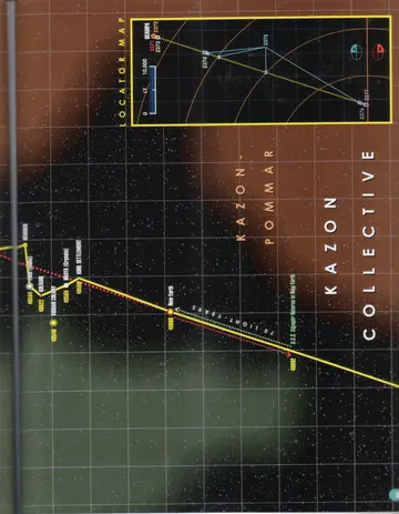 Route of U.S.S. Voyager II, 2372 (continued): through the Kazon-Pommar and Kazon Collective regions (Pihx/Tomin, Kolhari, Vidiian Colony, Draya/Crysata, Kohl Settlement) to New Earth, marked U.S.S. Voyager Returns to New Earth (70 light-years), with a locator map of the route from 2371 to 2377.