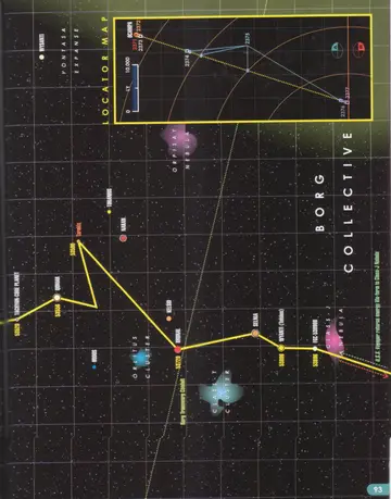 Route of U.S.S. Voyager VI, 2376 (continued): through the Borg Collective and the Yontasa Expanse (Tachyon-Core Planet, Qomar, Hudos, Tarakis, Tiranius, Nakan, Kelsid, Brunal, Selnia, Wysanti/Teirsus, FGC-538360), past the Orpisay Nebula, Class-T Clusters, and a Class-J Nebula, with the Borg Transwarp Conduit and U.S.S. Voyager returns energy life-form to Class-J Nebula, and a locator map of the route from 2371 to 2377.