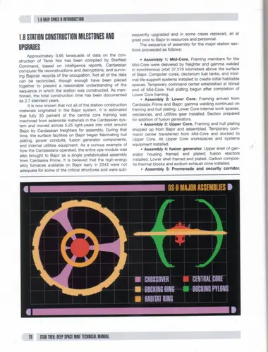 DS-9 Major Assemblies: Crossover, Central Core, Docking Ring, Docking Pylons, Habitat Ring