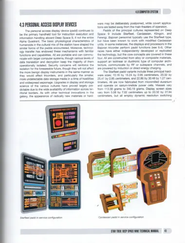 Starfleet padd in service configuration; Cardassian padd in service configuration