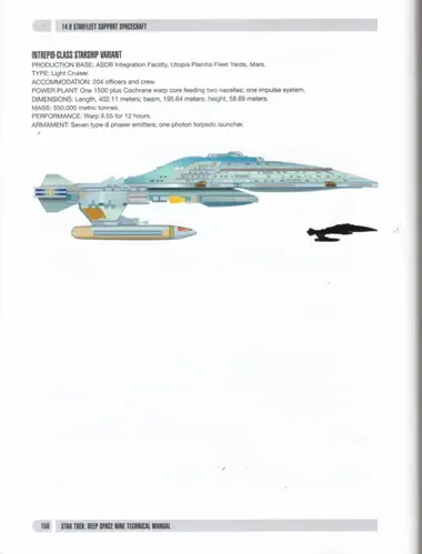 Intrepid-class starship variant elevation and silhouette