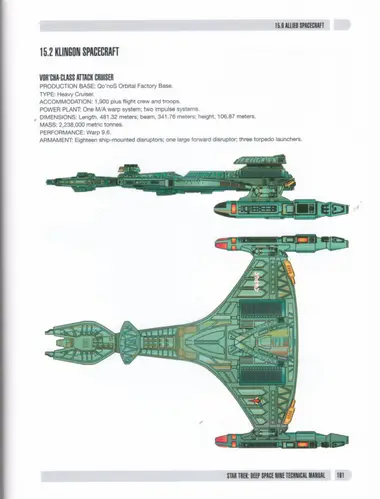 Vor'cha-class attack cruiser, shown in side and top views.