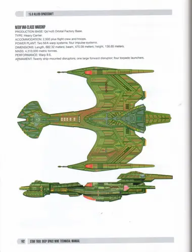 Negh'var-class warship, shown in top and side views.