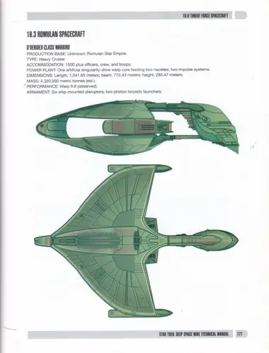 D'deridex-class warbird, side and top plan views.