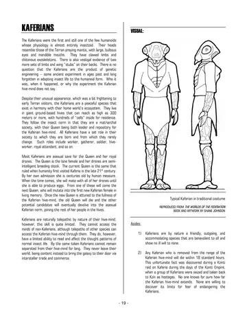 Typical Kaferian in traditional costume – reproduced from The Worlds of the Federation, book and artwork by Shane Johnson