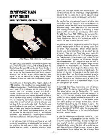 U.S.S. Moscow (NCC-1357), Star Fleet Museum. Baton Rouge design by Rick Sternbach; schematics by Neale Davidson; model shots courtesy of Lauren Oliver and Starship Modeler.