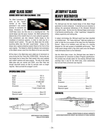 Bode class scout schematics. Bode design by Rick Sternbach; visual by Steve Baron.
