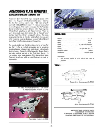 The heavy cruiser Enterprise (NCC-1701) escorts an Independence class transport (c.2248)