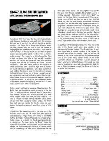 Santee class shuttlecarrier schematics. Santee design by Federation Frontiers; visual by Sandman3D; schematic by Neale Davidson.