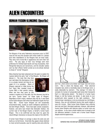 A human fusion Klingon. Artwork by Shane Johnson, reprinted from the Star Fleet Uniform Recognition Manual.