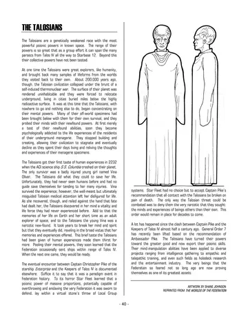 A Talosian. Artwork by Shane Johnson, reprinted from The Worlds of the Federation.
