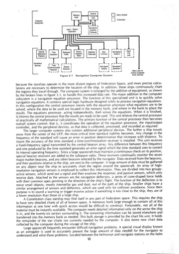 Figure 3.1 Navigation Computer System — block diagram showing the computer subsystem (central processing unit, memory bank, input/output controller) linked to peripheral devices and to the helm controls and central computer, with broken lines indicating the expanded equipment used on larger ships.