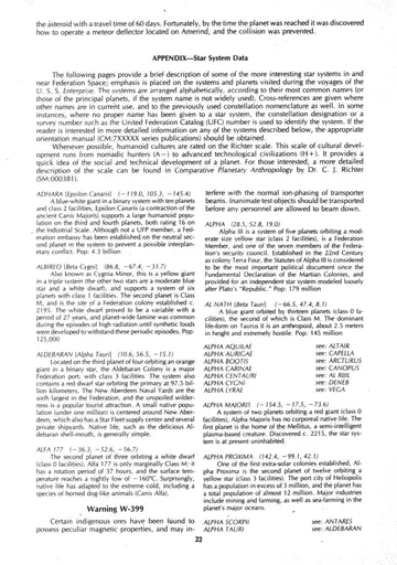 Appendix title plate: "APPENDIX — Star System Data."