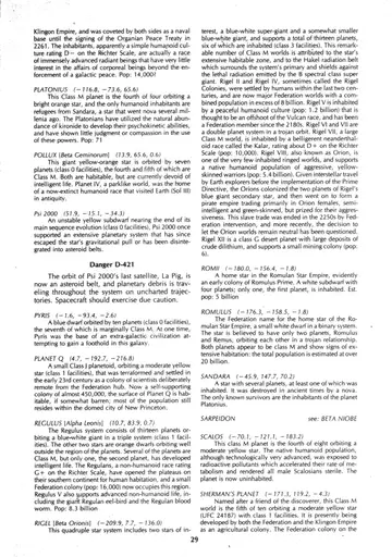 Two-column alphabetical star-system catalog, the conclusion of Sherman's Planet through Time Planet, with Prohibited notices and cross-references.
