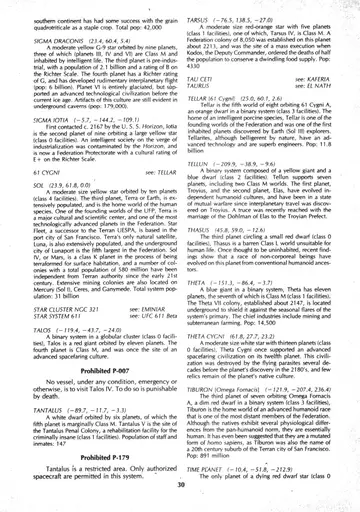 Two-column alphabetical star-system catalog, the conclusion of Time Planet through UFC 892, with Prohibited notices and cross-references.