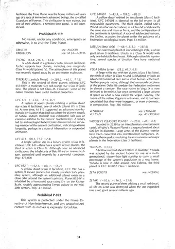 Two-column alphabetical star-system catalog, the final entries UFC 347601 through Zetar, completing the appendix.