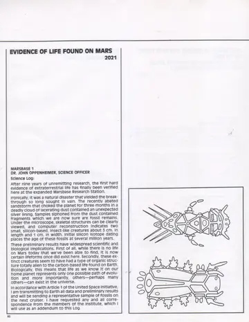Line drawings of the two silicon-based, insect-like Martian fossil creatures reconstructed by computer.