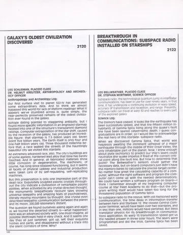 Logs spread (2120-2122): Galaxy’s Oldest Civilization Discovered and Breakthrough in Communications: Subspace Radio.