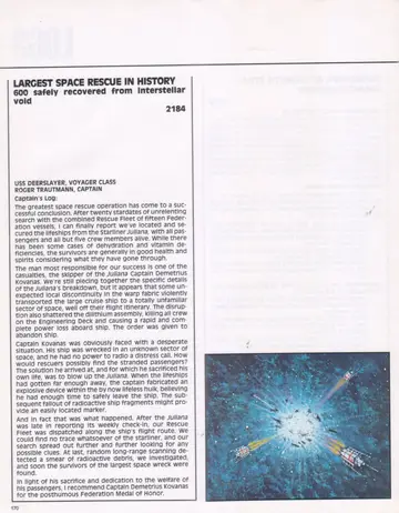 Painting of a Rescue Fleet of starships converging on a burst of light in space, illustrating the recovery of the lifeships from the Starliner Juliana.
