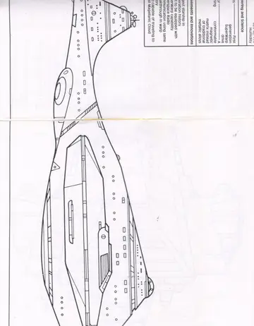 Large rotated line-drawing view of the SF 101SW hull and nacelle pods (spread, left page).