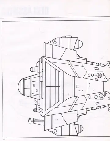 Large rotated line-drawing front/plan view of the SF 101SW command and engineering structures (spread, right page).