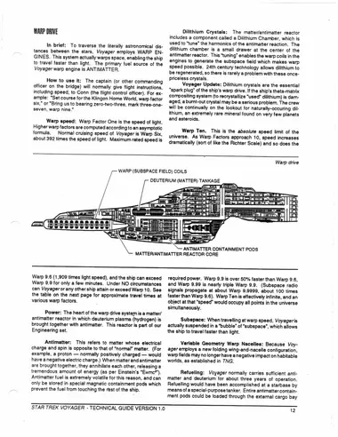 Warp drive -- cutaway showing Warp (Subspace Field) Coils, Deuterium (Matter) Tankage, Antimatter Containment Pods, and Matter/Antimatter Reactor Core