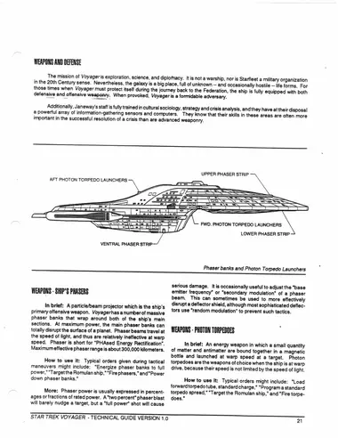 Phaser banks and Photon Torpedo Launchers -- Upper Phaser Strip, Aft Photon Torpedo Launchers, Fwd. Photon Torpedo Launchers, Lower Phaser Strip, and Ventral Phaser Strip