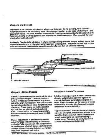 Phaser banks and Photon Torpedo Launchers &mdash; diagram identifying the Phaser Banks, Forward Torpedo Launcher, and Aft Torpedo Launcher.
